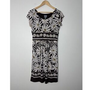 Mod Rabbit Rabbit Rabbit Designs Women 10 Empire Waist Dress Brown Daisy Floral